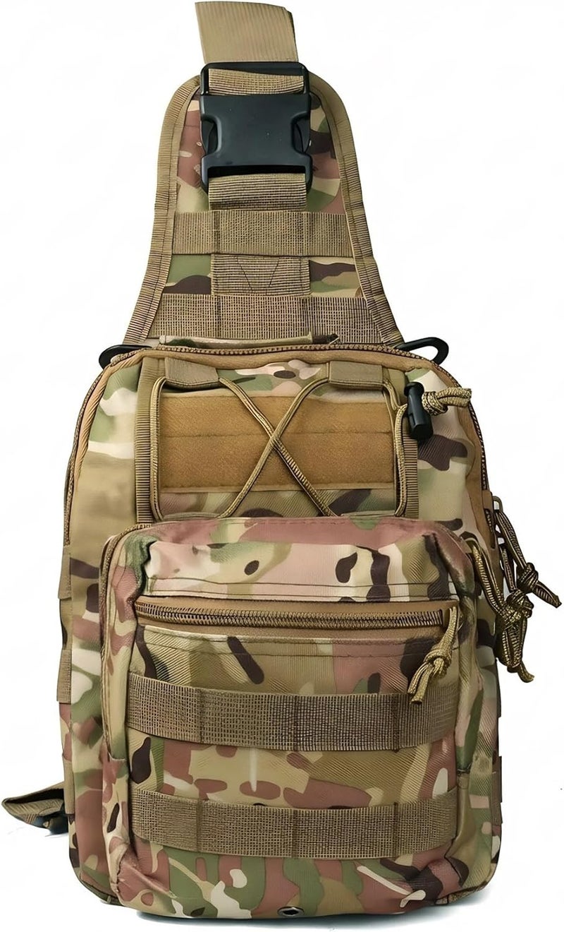 Viriber Tactical Backpack, Waterproof Military Cross-body Molle Sling Shoulder Backpack Chest Bag for Outdoor Every Day Carry CP - Image 3